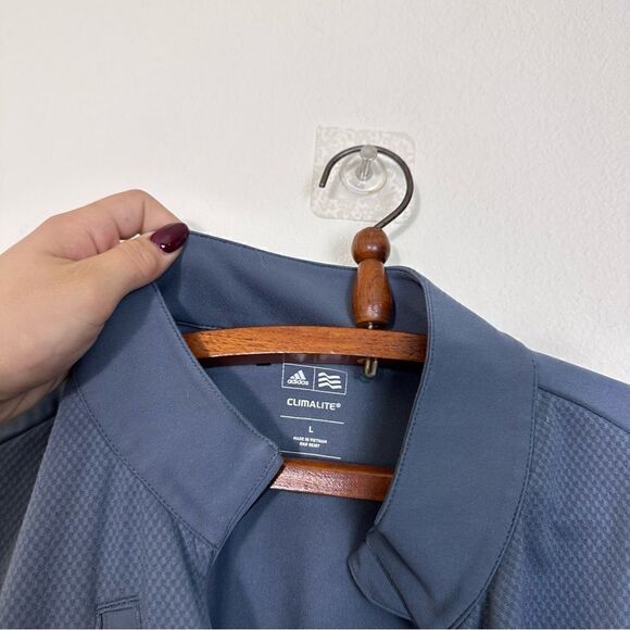 Men’s Adidas Sweater Mens Large Sweatshirt Climalite Mock Neck Pullover Size L - Picture 8 of 9